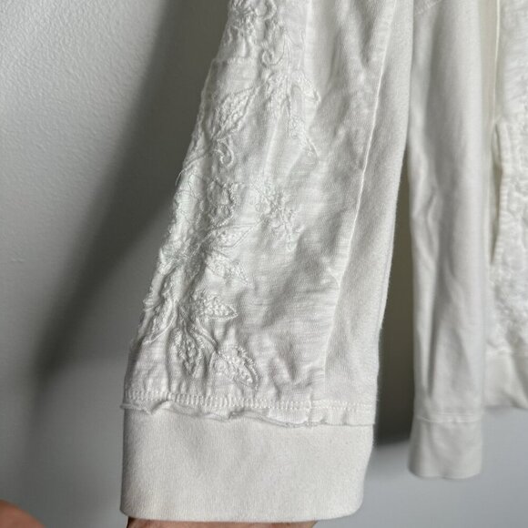 Soft Surroundings Hoodie Jacket 1X White Embroidered Zip Front Pockets - Picture 4 of 9